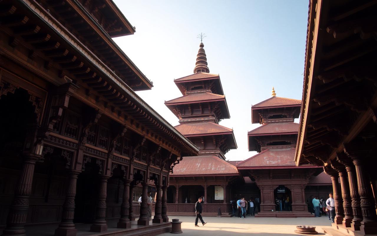 Newari pagoda architecture in Bhaktapur Durbar Square